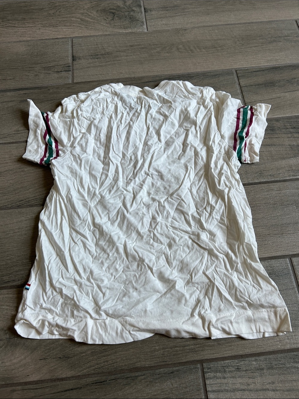 Sol Angeles White Short Sleeve Tee with Pink Text and Green Stripe Accents - Picture 4 of 4